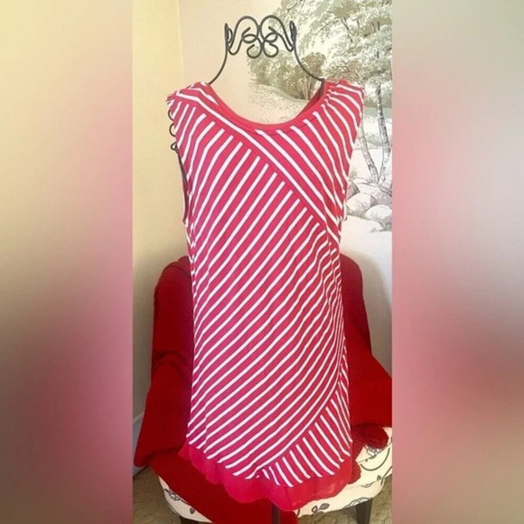 Tops - Steven Edwards Red and White Striped Tunic Top Medium​​ New With Tags
